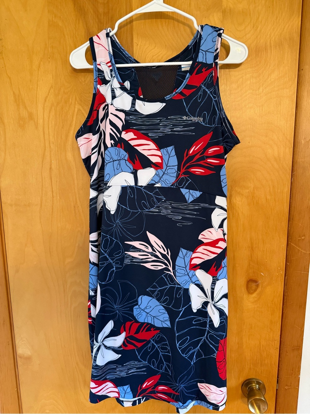 Columbia Navy Blue Floral Racerback Active Dress Size L